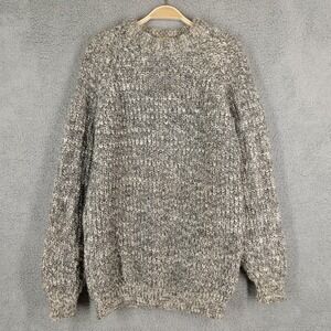 Highland‎ Club Vintage Large Wool Sweater Hand Framed Crew Neck Knitwear Gray